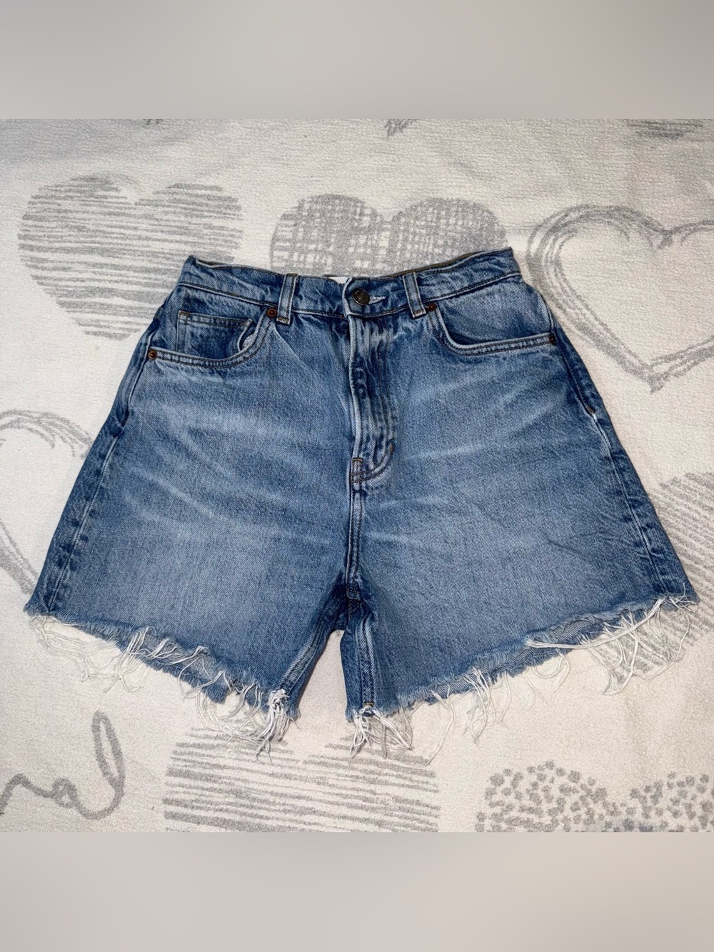 Reformation Shorts Womens 25 Wilder High Rise Relaxed Distressed Denim Fray Hem